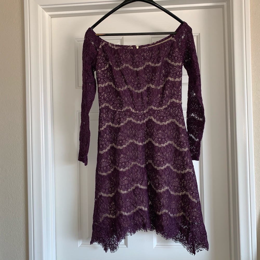 Xhilaration Plum Off the Shoulder Lace Dress
